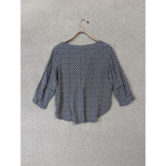 GAP Blouse Womens Medium Ditzy Print Pullover Top Navy Preppy Teacher Office - Picture 6 of 10